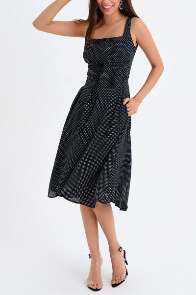 BLACK-POLKA-DOT DRESS