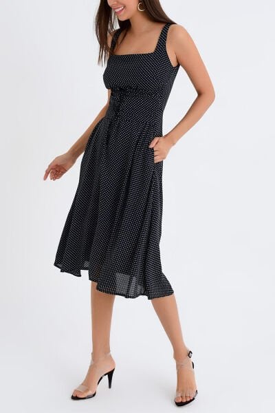 BLACK-POLKA-DOT DRESS