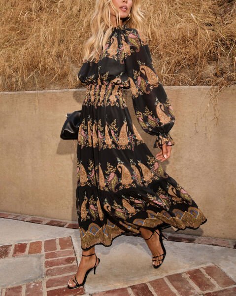 BLACK-PATTERNED DRESS