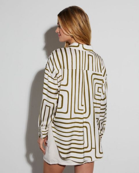 ECRU-OLIVE-STRIPED SHIRT