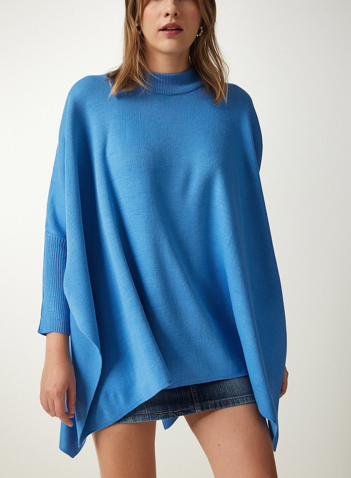 BLUE PONCHO L - BLUE