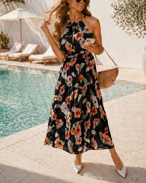 BLACK-FLORAL DRESS