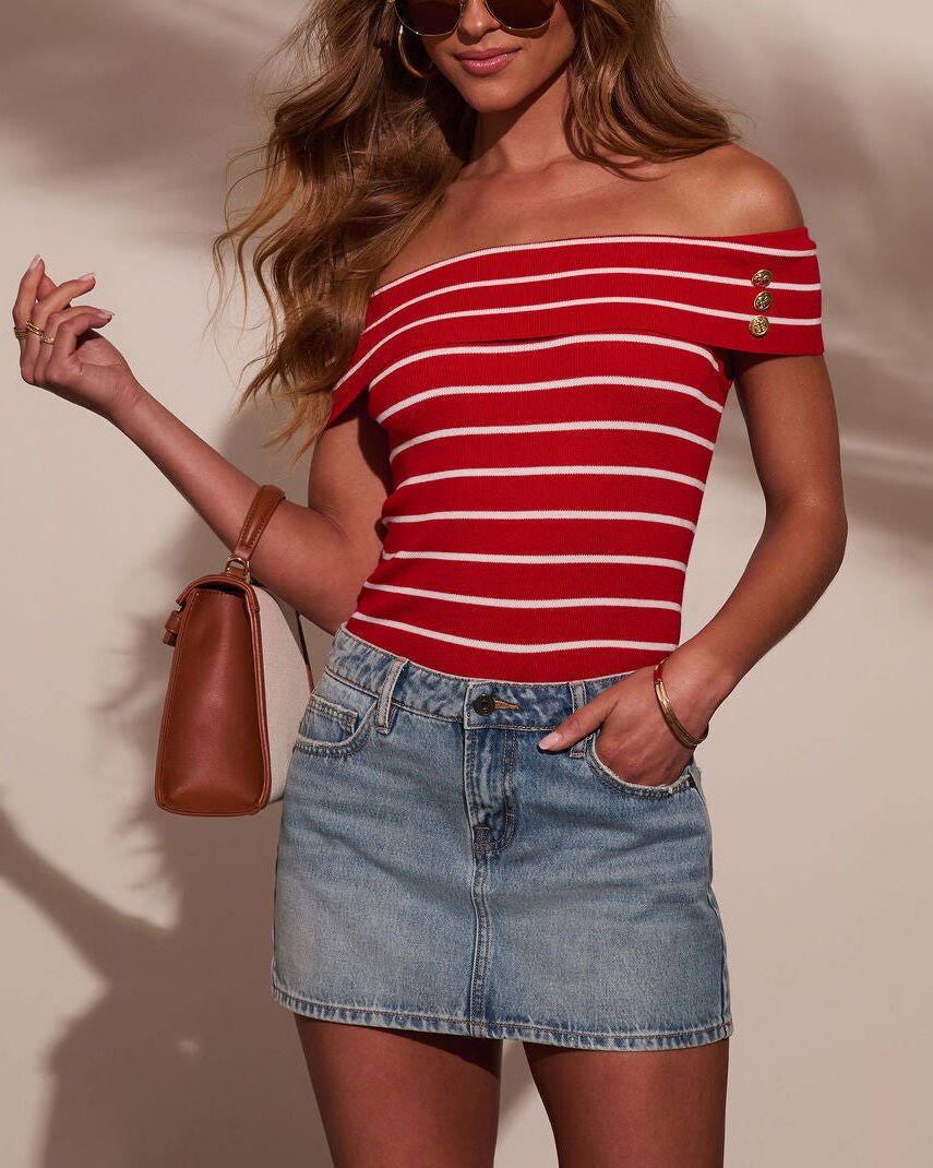 RED-WHITE-STRIPED TANK-TOP