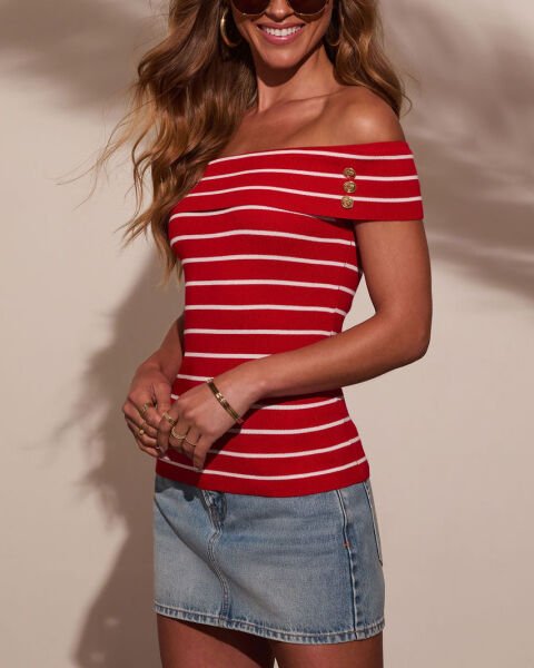 RED-WHITE-STRIPED TANK-TOP
