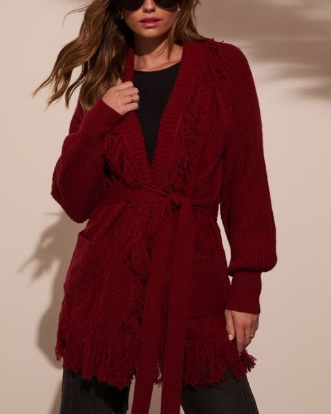 BURGUNDY CARDIGAN S - BURGUNDY