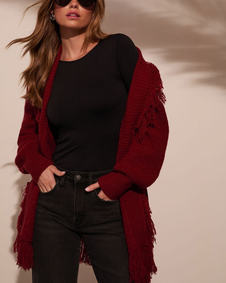BURGUNDY CARDIGAN S - BURGUNDY