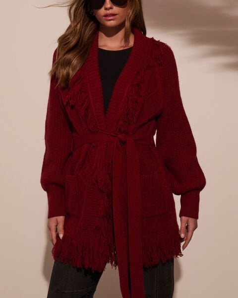 BURGUNDY CARDIGAN S - BURGUNDY