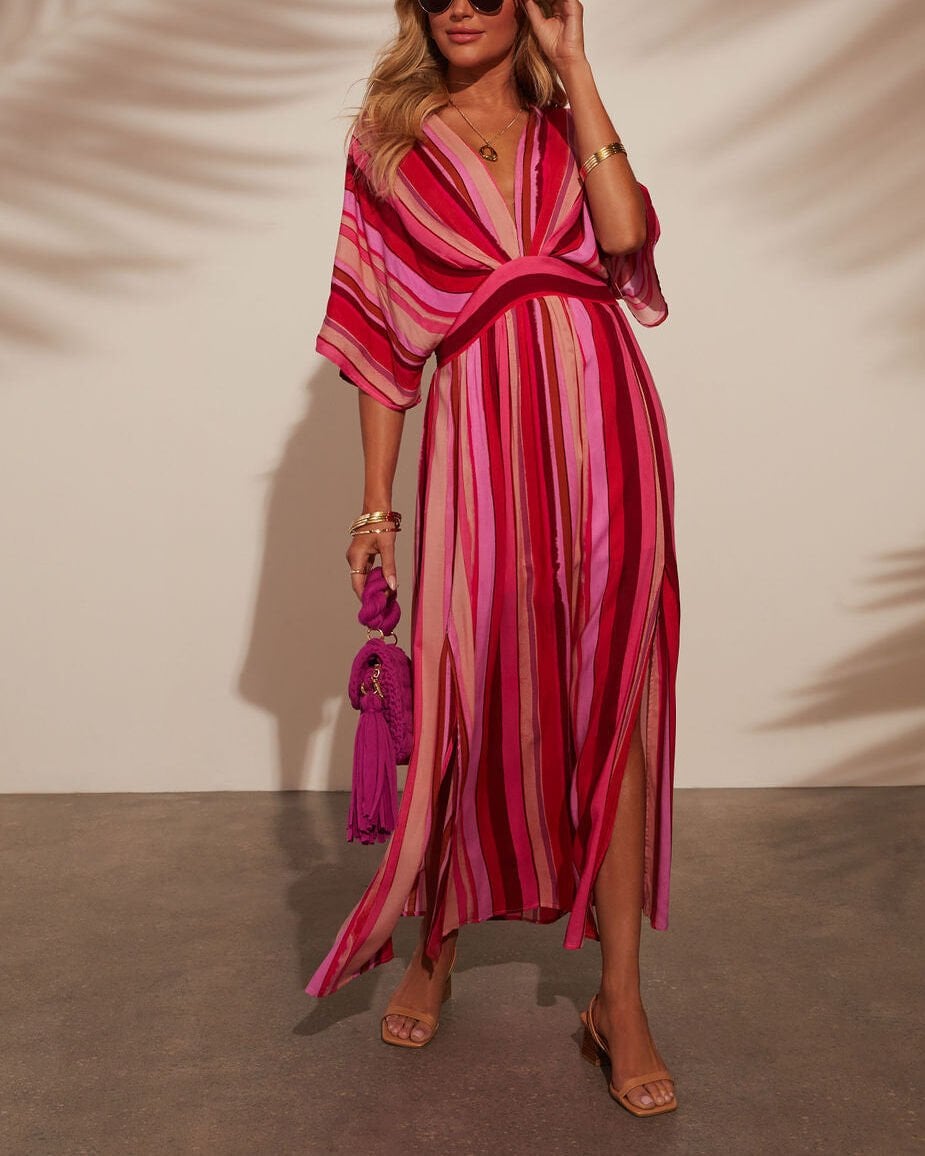 PINK-RED-STRIPED DRESS