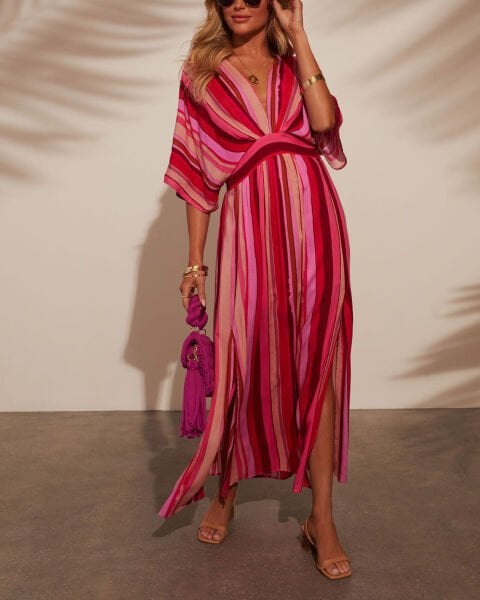 PINK-RED-STRIPED DRESS