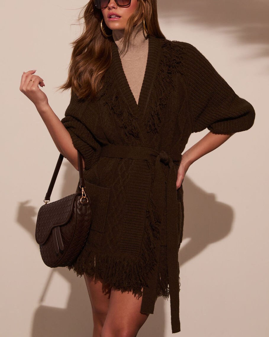 DARK-KHAKI CARDIGAN XL - DARK-KHAKI