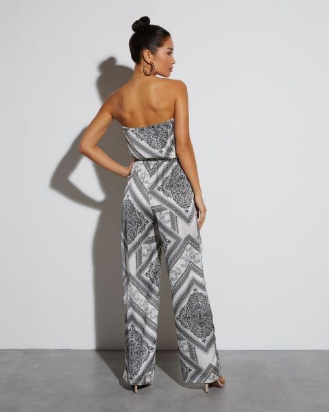 BLACK-WHITE-PRINTED JUMPSUIT