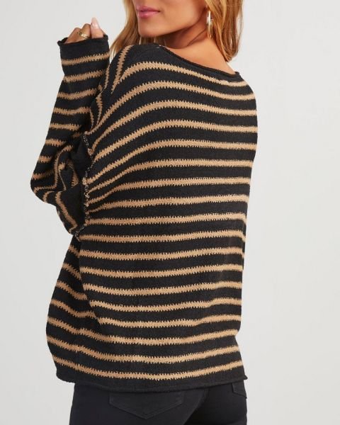 BLACK-CAMEL-STRIPED SWEATERS