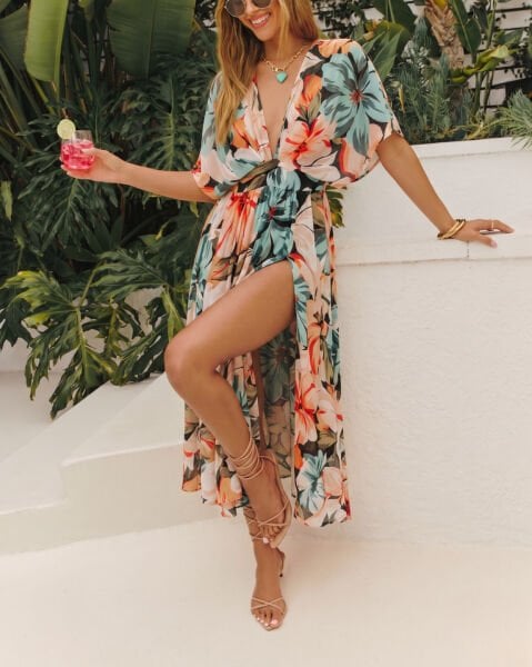 ORANGE-BLACK-FLORAL DRESS