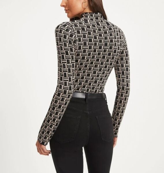 BLACK-STONE-PRINTED BLOUSE L - BLACK-STONE-PRINTED