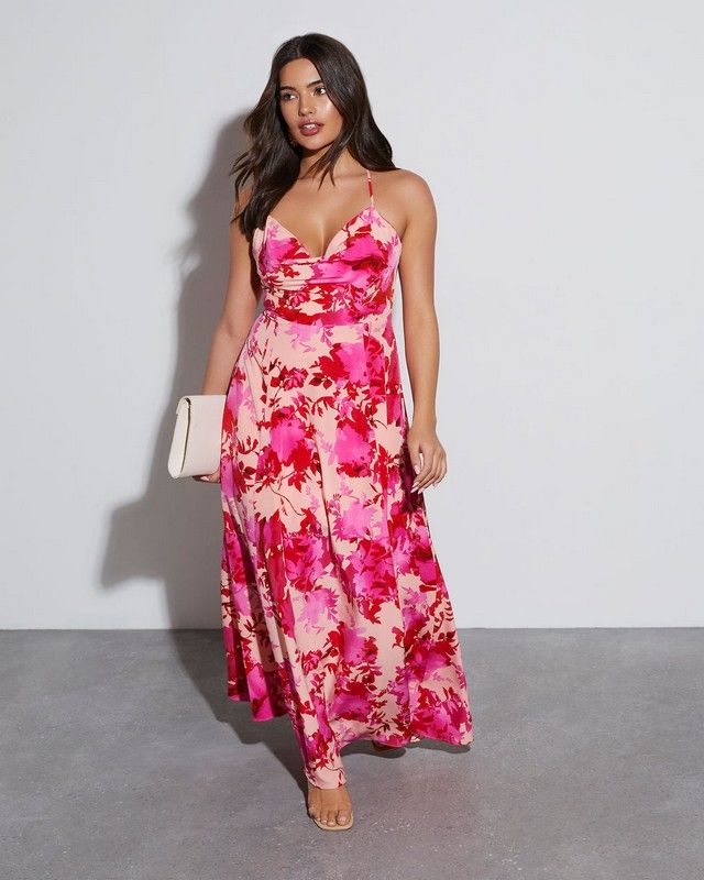 FUCHSIA-POWDER-FLORAL DRESS