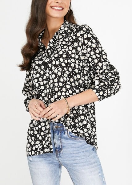 BLACK-DAISY-PRINTED SHIRT