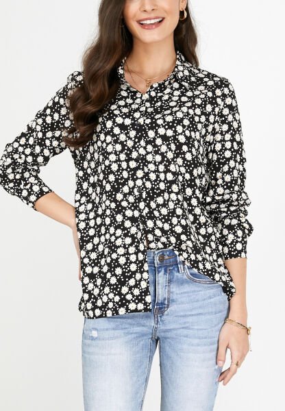 BLACK-DAISY-PRINTED SHIRT