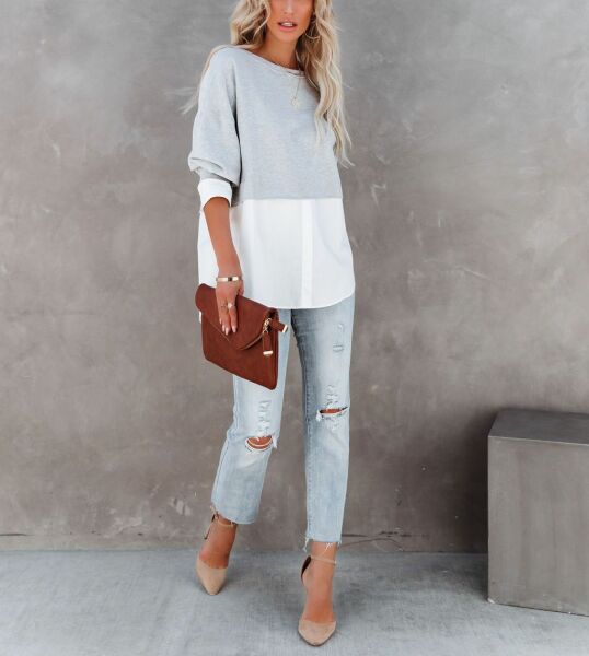 GREY-WHITE TUNIC