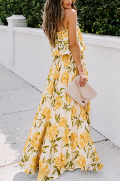 YELLOW-FLORAL DRESS