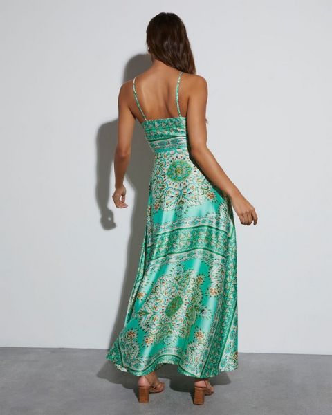 MINT-ECRU-PRINTED DRESS