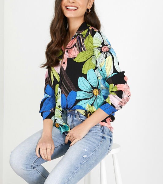 BLACK-FLORAL SHIRT