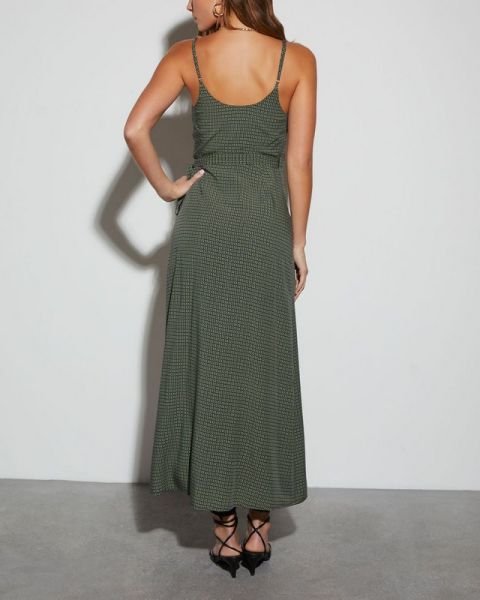 KHAKI-PRINTED DRESS