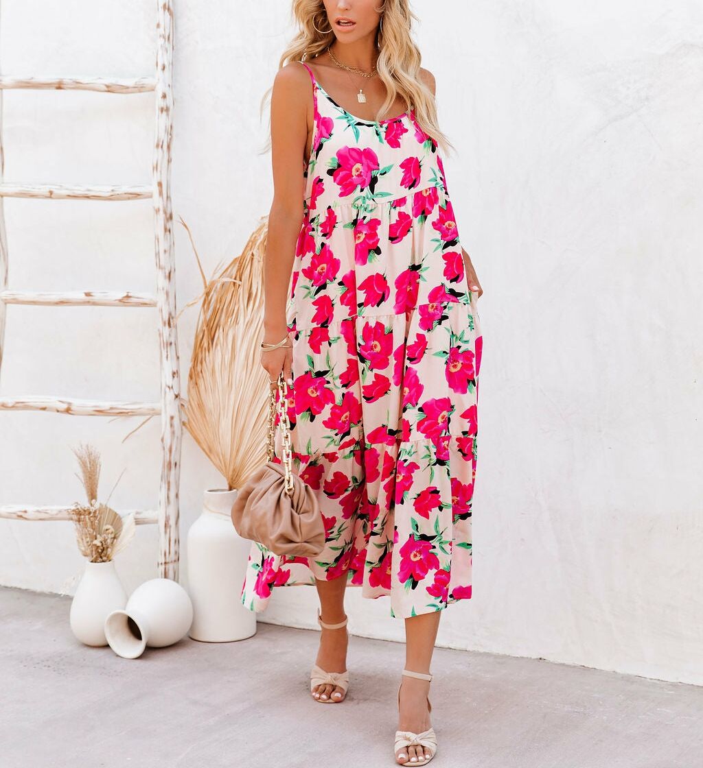 POWDER-FUSCHIA-FLORAL DRESS