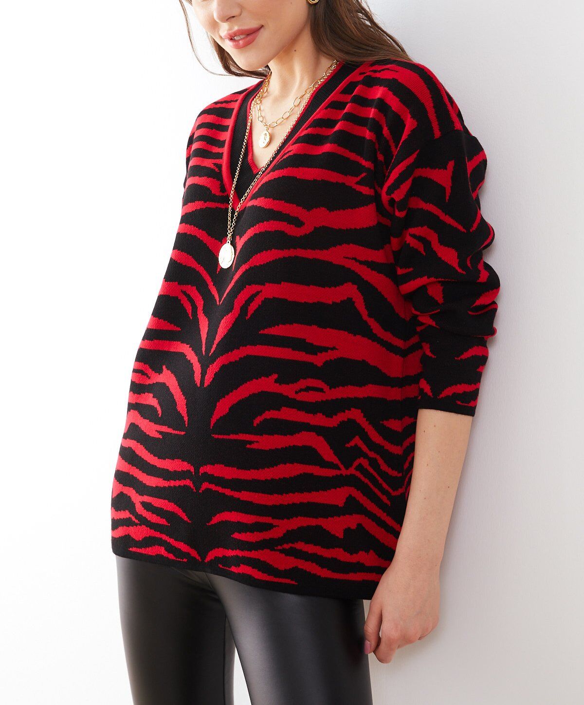 BLACK-RED SWEATER M - BLACK-RED