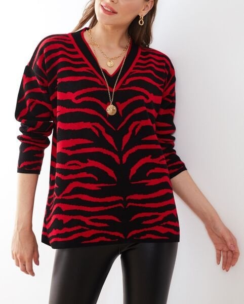 BLACK-RED SWEATER L - BLACK-RED