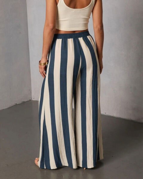 NAVY-CREAM-STRIPED PANTS S - NAVY-CREAM-STRIPED