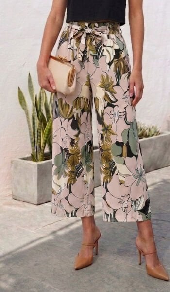 ECRU-PINK-FLORAL PANTS