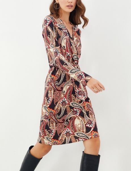 BLACK-BROWN-PRINTED DRESS
