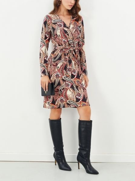 BLACK-BROWN-PRINTED DRESS