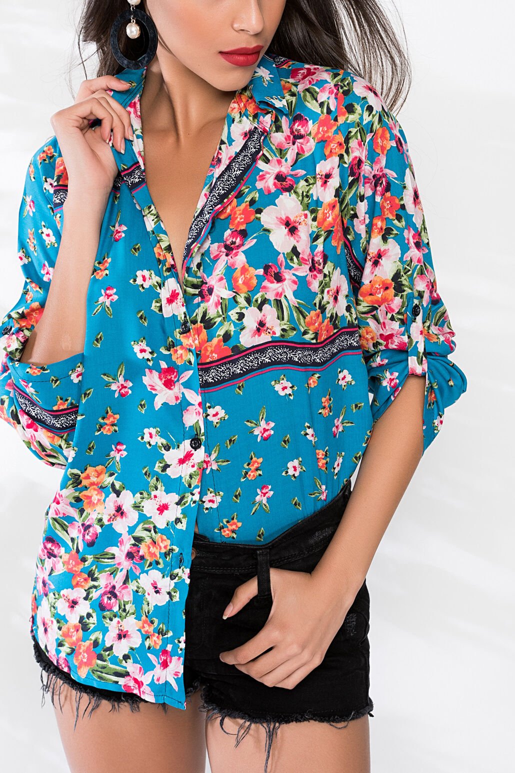BLUE-FLORAL SHIRT