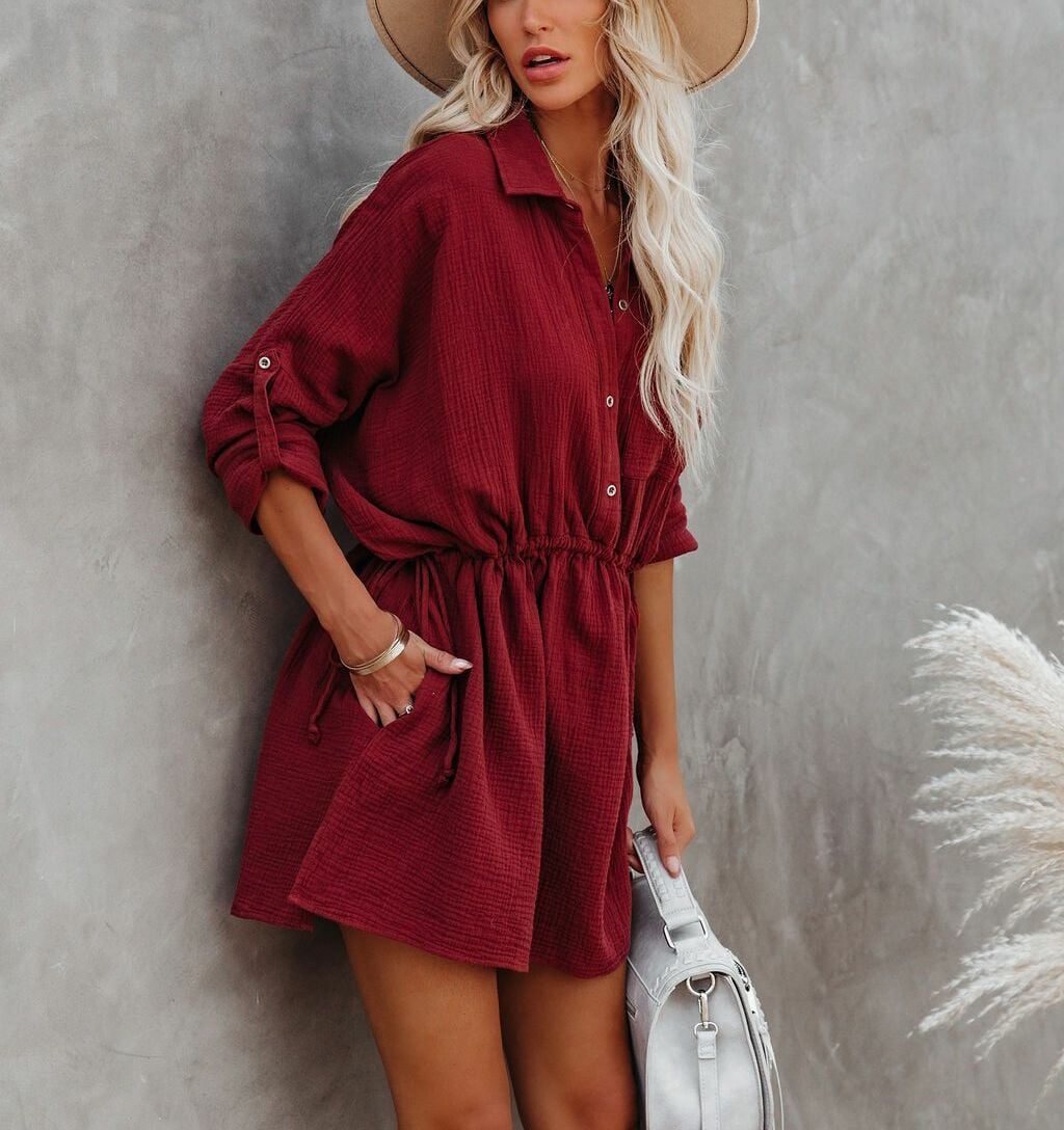BURGUNDY DRESS M - BURGUNDY
