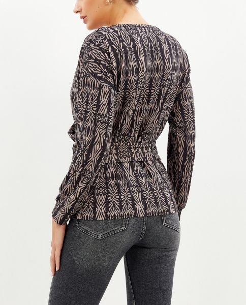 BROWN-BLACK-PRINTED BLOUSE
