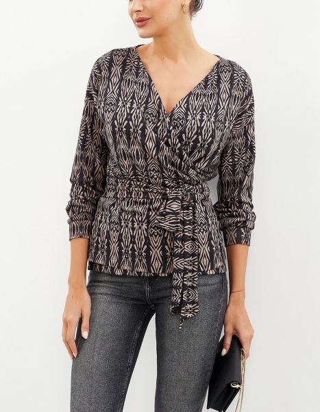 BROWN-BLACK-PRINTED BLOUSE