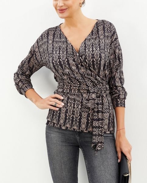 BROWN-BLACK-PRINTED BLOUSE