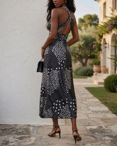 BLACK-WHITE-PRINTED DRESS