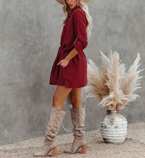 BURGUNDY DRESS
