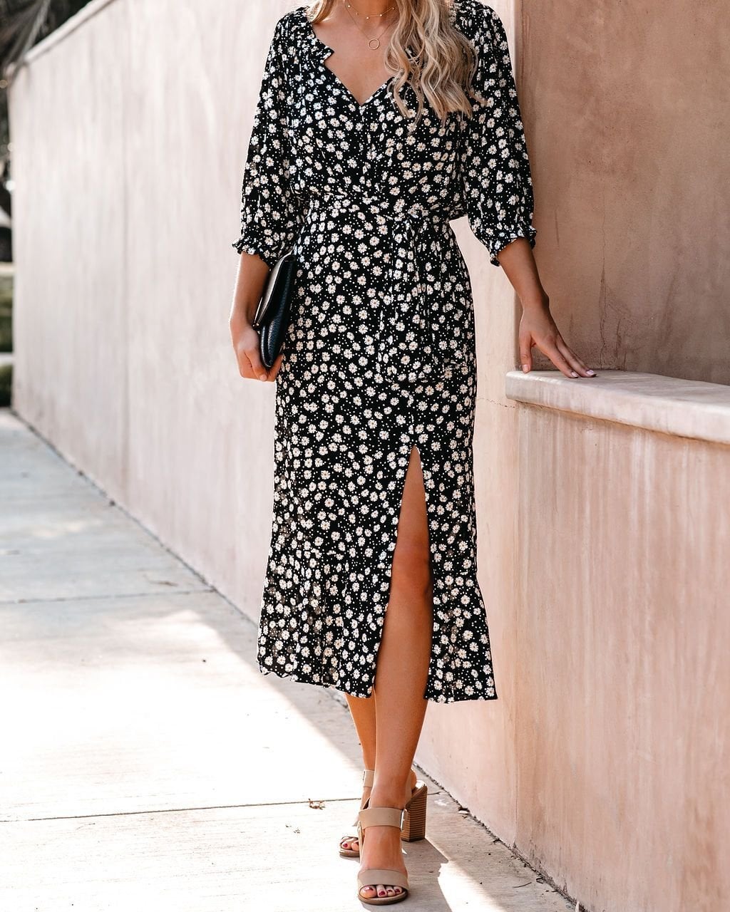 BLACK-FLORAL DRESS S - BLACK-FLORAL
