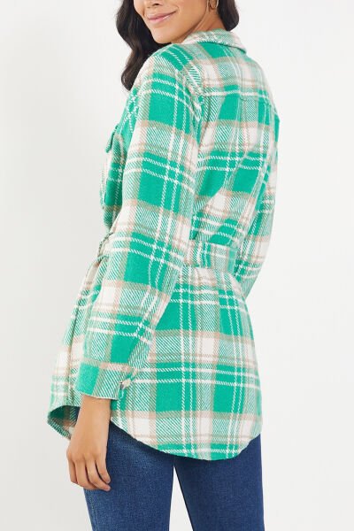 GREEN-ECRU-PLAID SHIRT