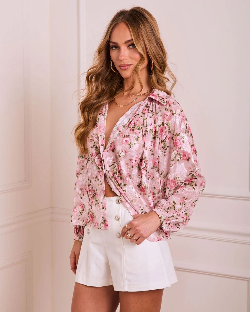 PINK-FLORAL SHIRT XL - PINK-FLORAL