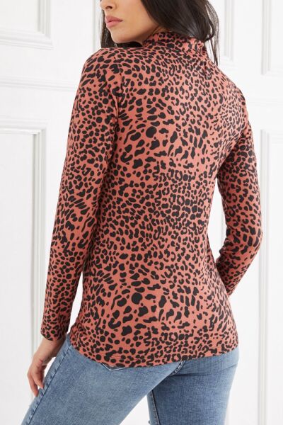 MERLOT-LEOPARD BLOUSE L - MERLOT-LEOPARD