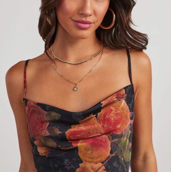 BLACK-TILE-FLORAL DRESS
