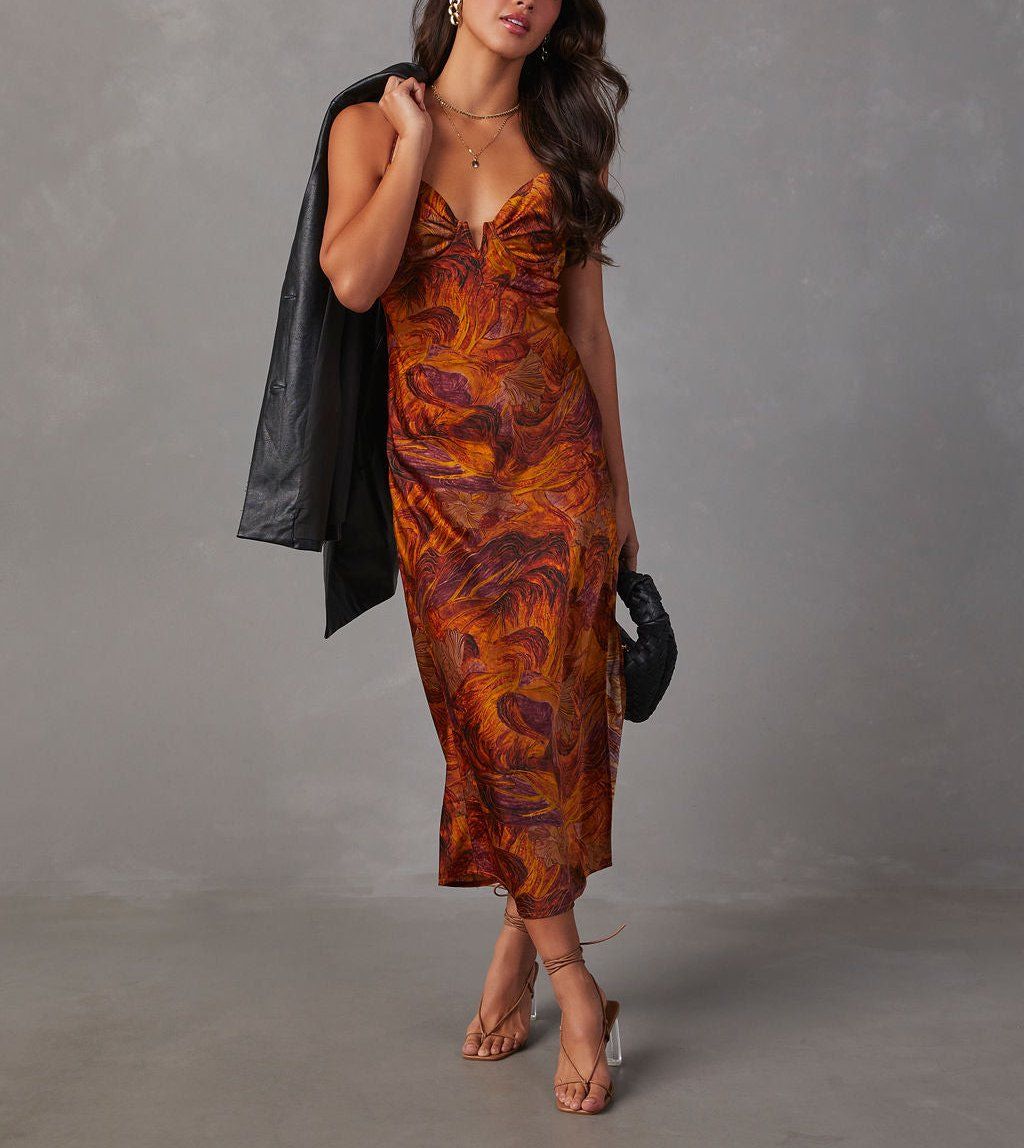 BROWN-FLORAL DRESS