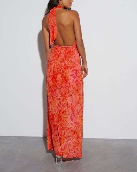 CORAL-FLORAL DRESS M - CORAL-FLORAL