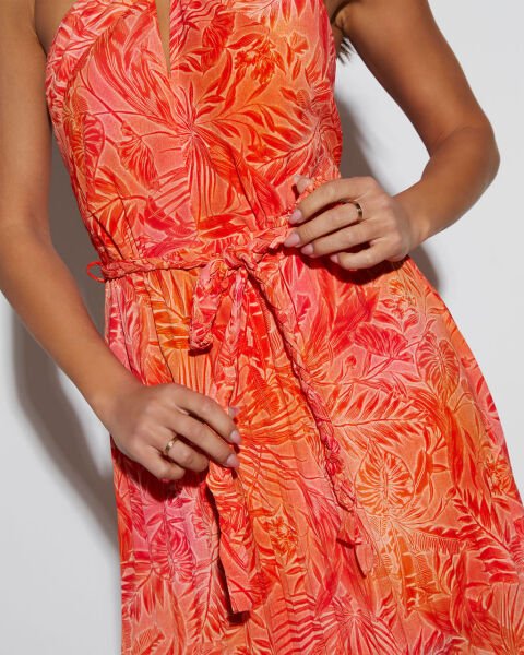 CORAL-FLORAL DRESS XL - CORAL-FLORAL