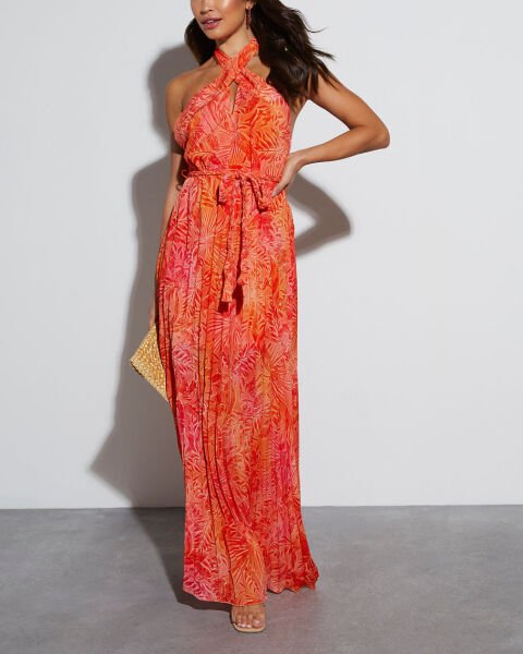 CORAL-FLORAL DRESS XL - CORAL-FLORAL