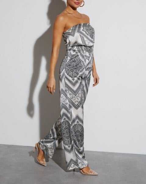 BLACK-WHITE-PRINTED JUMPSUIT XL - BLACK-WHITE-PRINTED